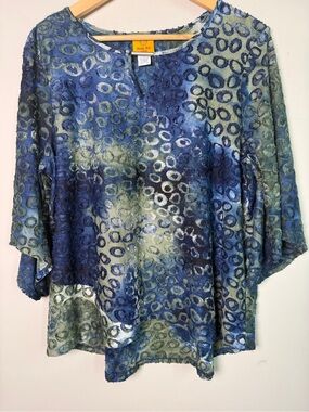 Ruby Rd Ruby Rd. | Tops | Ruby Rd Petite Watercolor Burnout Tunic Blue Green ...